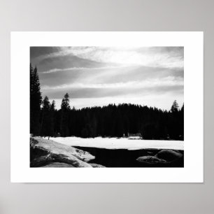 Fotografi av svart och vitt Sjö, fryst Poster