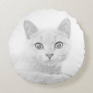 Fotografi av toppen CUTE Kattunge Porträtt Rund Kudde