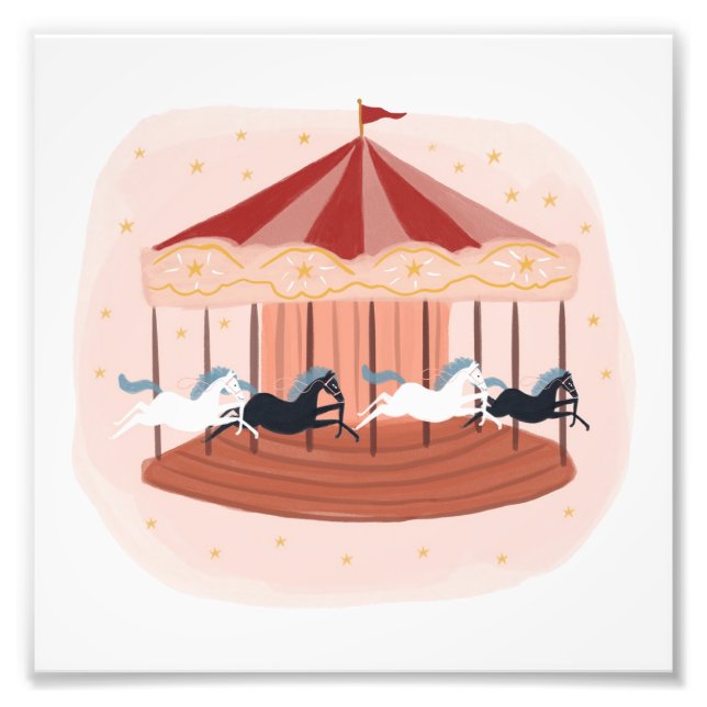 Fotografi av vattenfärgen Cute rosa carousel Photo (Framsidan)