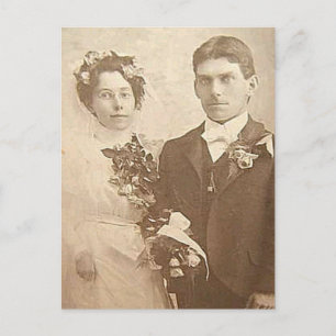 Fotografi av vintage Bride & Groom Romantic Bröllo Vykort