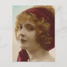 Fotografi av Vintagen "Rödhårig" Vykort