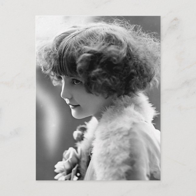 Fotografi av Vintagen "Shy Girl" Vykort (Framsida)