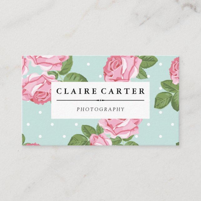 Fotografi Blommigt Ro och Polka dots Visitkort (Framsida)