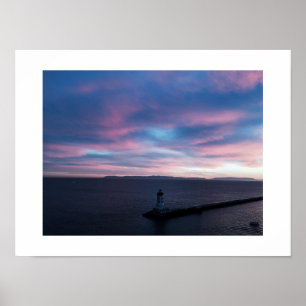 Fotografi för Blue Horizon Sunset Himlar Färg Poster