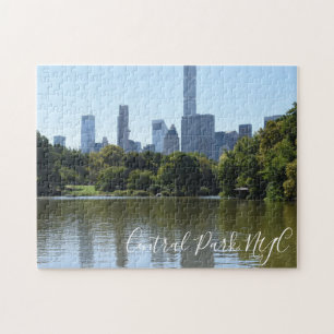 Fotografi för centrala parken NYC Sjö, Midtown Sky Pussel