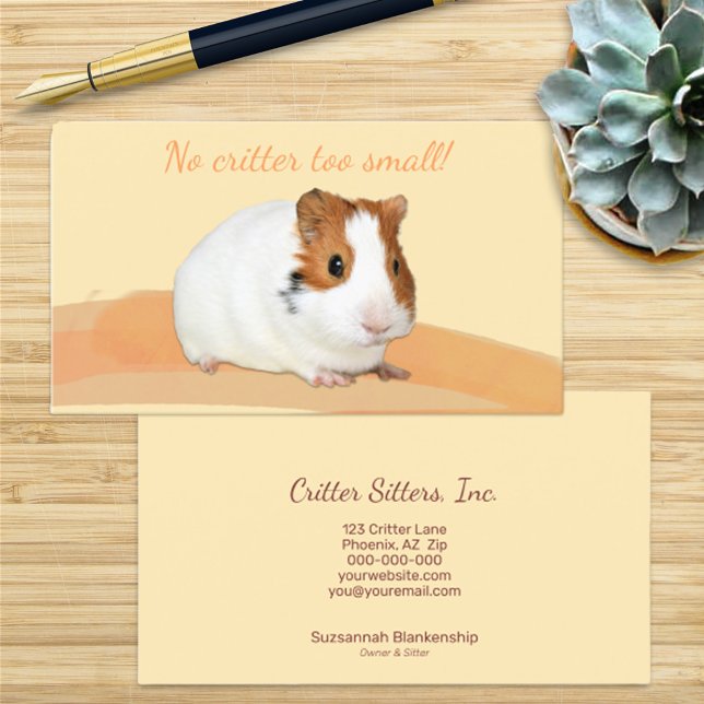 Fotografi för Cute Pet Sitter Guinea Gris Visitkort (Skapare uppladdad)