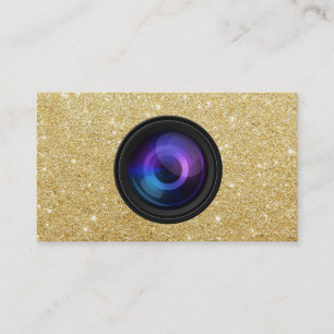 Fotografi för fotografkameraLens guld- glitter Visitkort