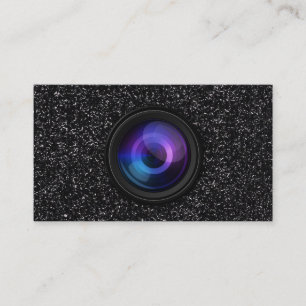 Fotografi för glitter för fotografkameraLens svart Visitkort