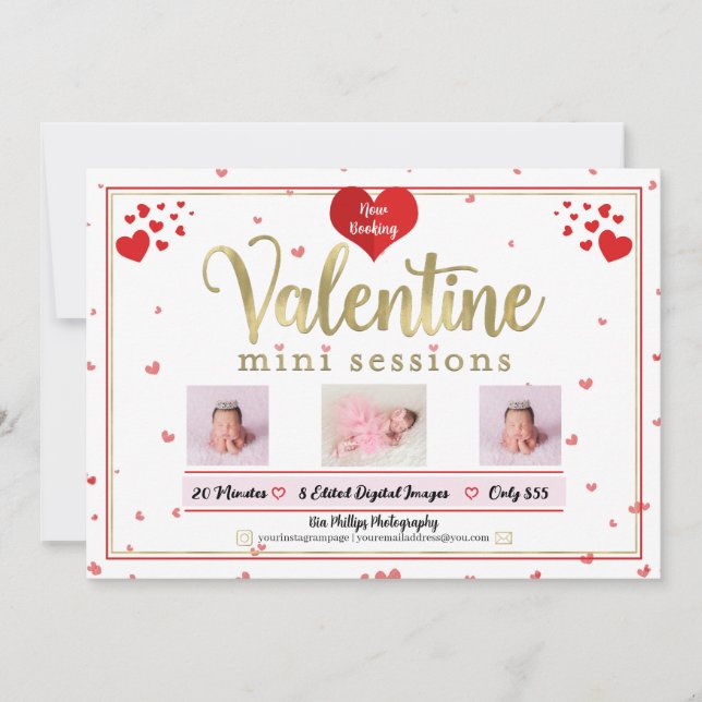 Fotografi för Guld Valentine Mini-sessioner Inbjudningar (Framsida)