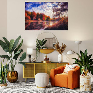 Fotografi för höstblomma i New York Sjö Poster