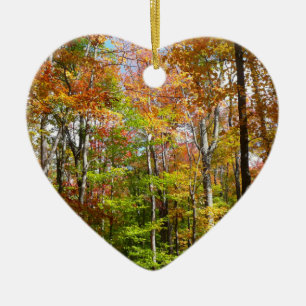 Fotografi för höstlandskap i Fall Forest II Julgransprydnad Keramik