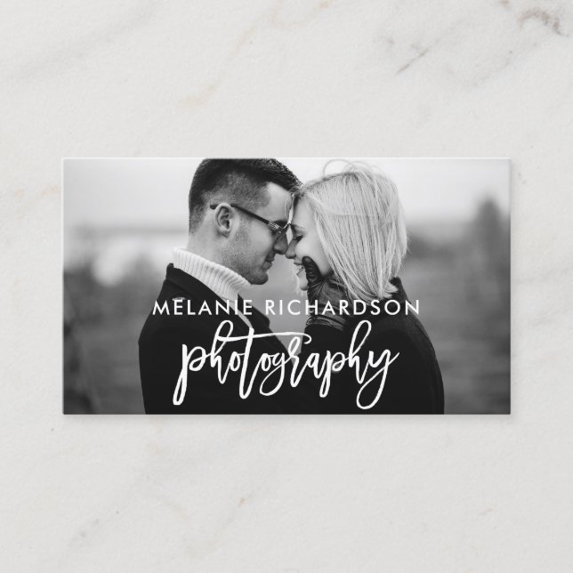 Fotografi för modern penselskript, BW Visitkort (Framsida)