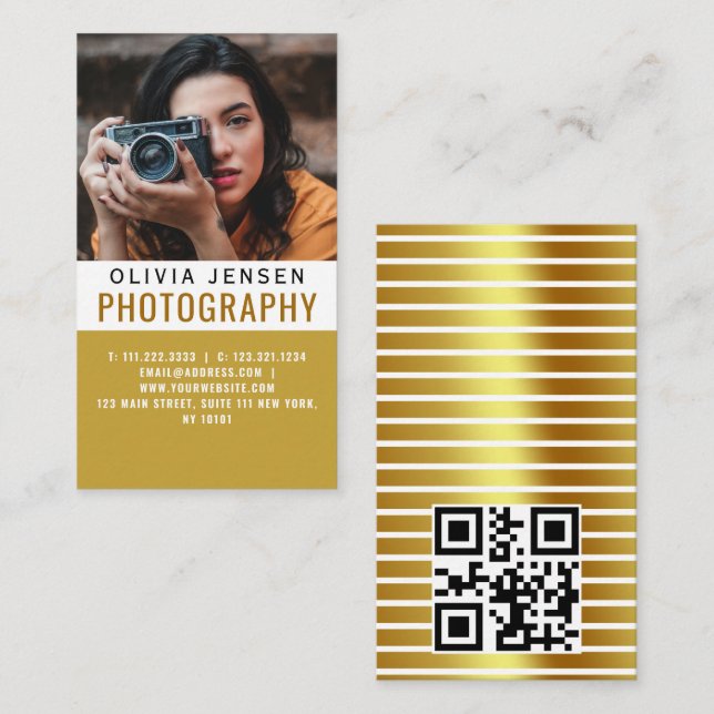 Fotografi för modern svart och Guld Visitkort (Fram/baksida)