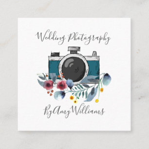 Fotografi för Rustic Vintage Blommigt Bröllop Fyrkantigt Visitkort