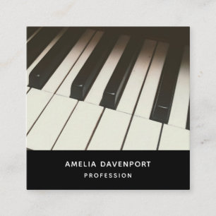 Fotografi för snyggt Black & White Piano Nycklar Fyrkantigt Visitkort