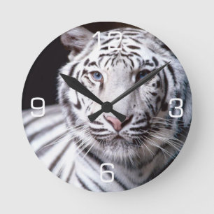 Fotografi för vitBengal tiger Rund Klocka