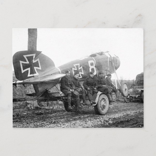 Fotografi för WW1-infångade tyska flygplan Vykort (Framsida)