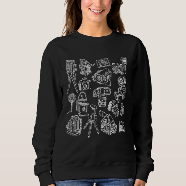 Fotografi Fotography Camera Photo Hobby Line Art T Shirt (Framsida)