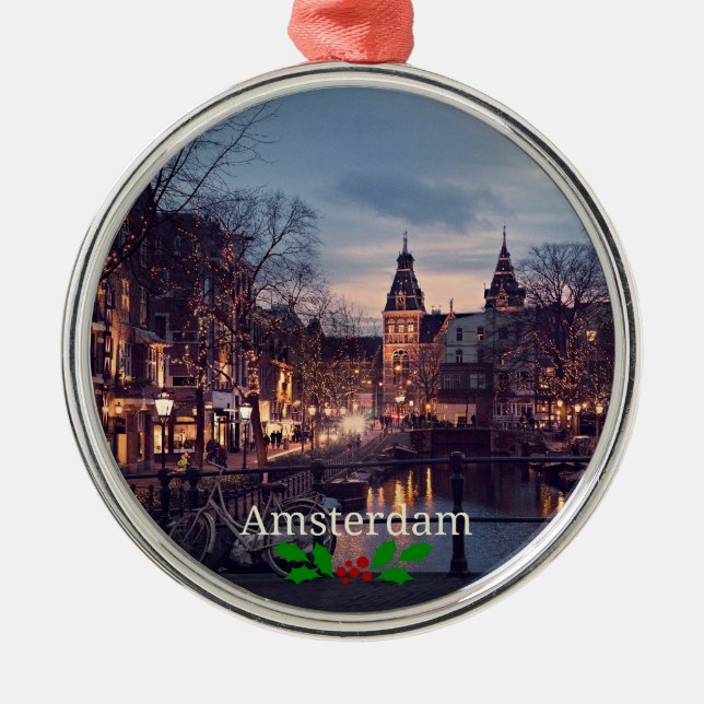 Fotografi från Amsterdam cityscape Julgransprydnad Metall (Framsidan)