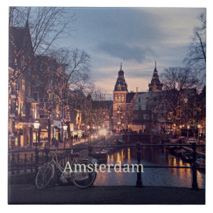 Fotografi från Amsterdam cityscape Kakelplatta