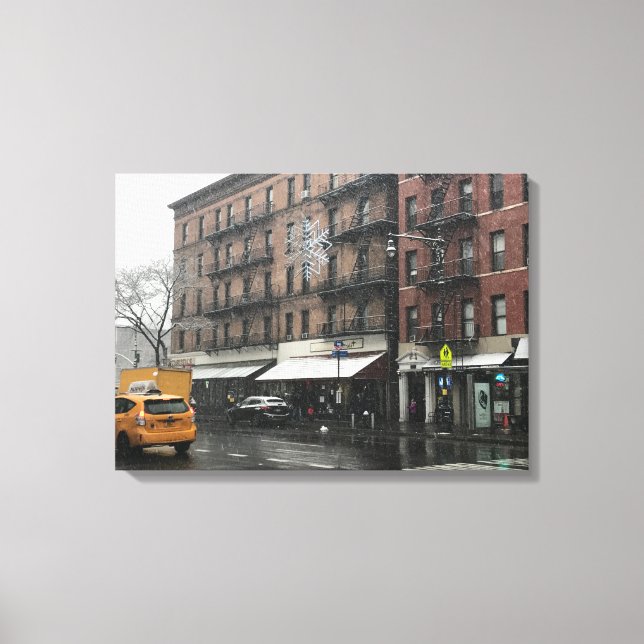 Fotografi från New York City Upper Väster Side Snö Canvastryck (Framsida)