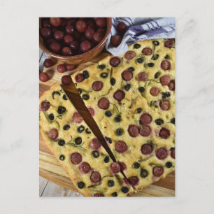 Fotografi, grafisk svart olive Focaccia Bread Vykort