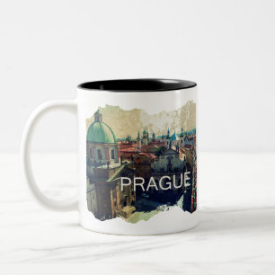 Fotografi i den gamla staden Prag i nöd Två-Tonad Mugg