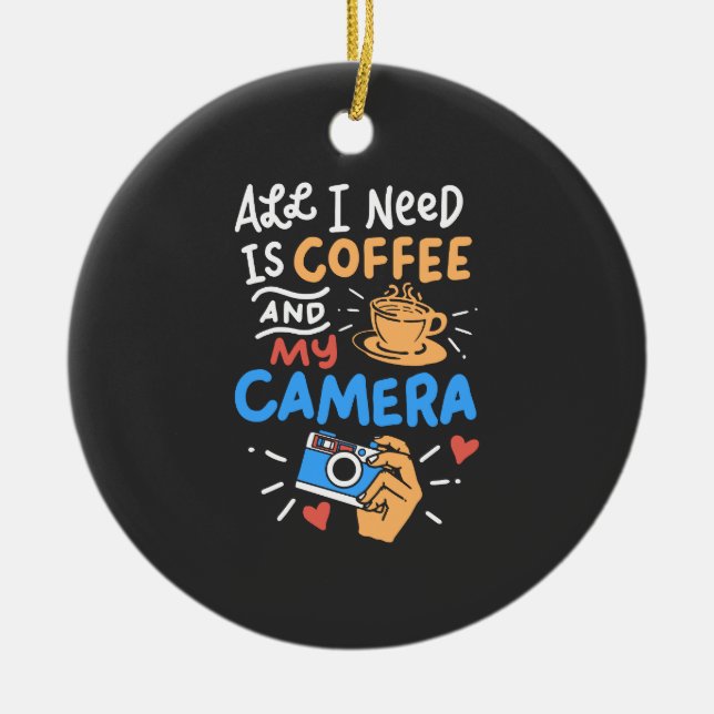 Fotografi - kaffe och kamera julgransprydnad keramik (Framsidan)