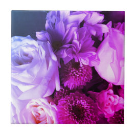 Fotografi med fetstil för blommigt lila rosa blomm kakelplatta