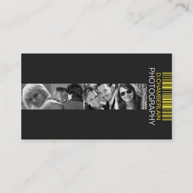 Fotografi och Barcode - gult Visitkort (Framsida)