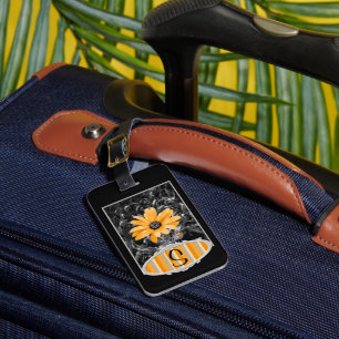 Fotografi och monogramfront för afrikansk Daisy Bagagebricka