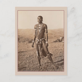Fotografi över afrikansk man Vintage Vykort