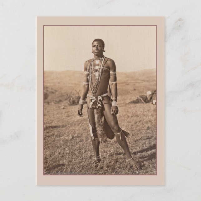 Fotografi över afrikansk man Vintage Vykort (Framsida)