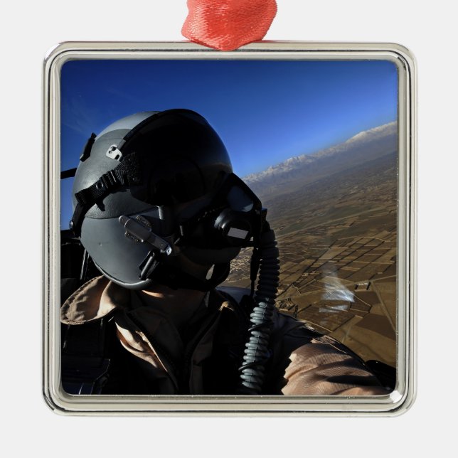 Fotografi över amerikansk Luft Force Aerial Combat Julgransprydnad Metall (Framsidan)