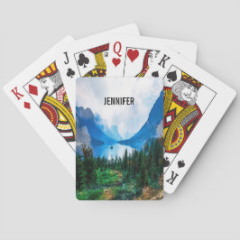 Fotografi över bergsområden i Rustic Land Casinokort