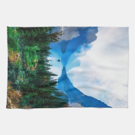 Fotografi över bergsområden i Rustic Land Kökshandduk