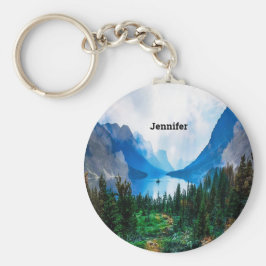 Fotografi över bergsområden i Rustic Land Nyckelring