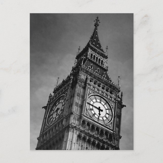 Fotografi över Black & White Big Ben Europe Travel Vykort (Framsida)