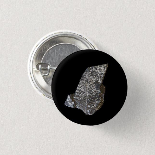 Fotografi över ferniserade Löv Sten Knapp (Framsida & baksida)