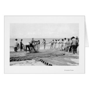 Fotografi över Hukilau Nets manar Fishing Hawaii S Hälsningskort