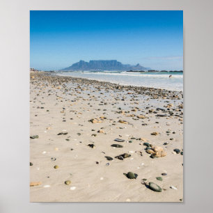 Fotografi över Kap Town-stranden och Bord-bergen Poster