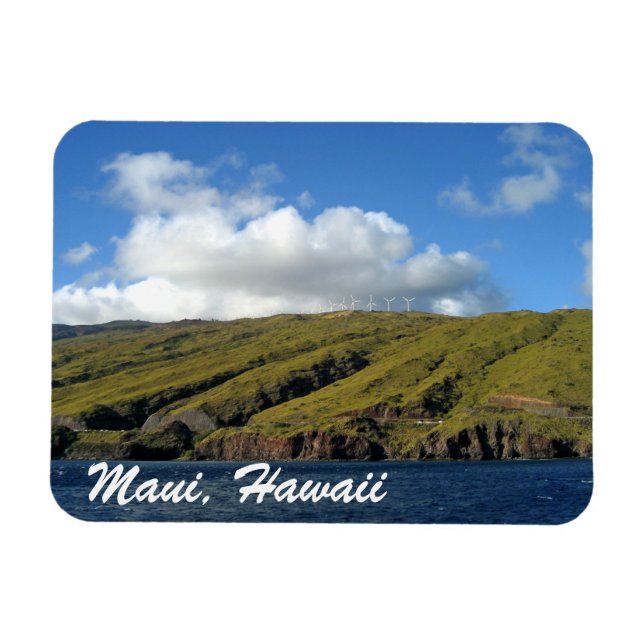 Fotografi över Maui Hawaii Bevackra Ocean Mountain Magnet (Horisontell)