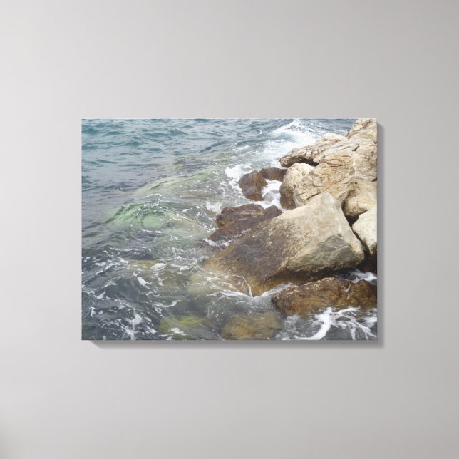 Fotografi över Medelhavet Vatten Sten Kusten Canvastryck (Framsida)