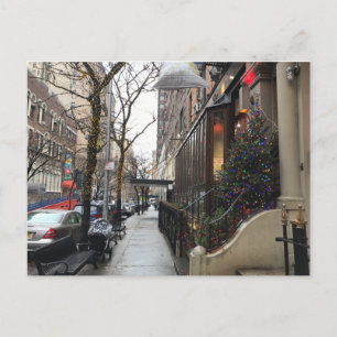 Fotografi över övre Västern på julafton Ljus NYC Helg Vykort
