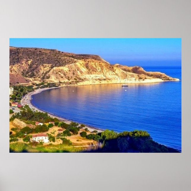 Fotografi över panoramaviken i Cypern Pissouri Bay Poster (Framsidan)