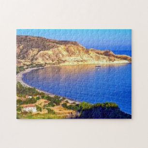 Fotografi över panoramaviken i Cypern Pissouri Bay Pussel