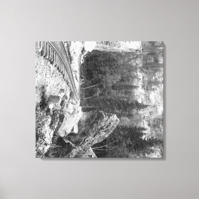 Fotografi över signalspåret Sten nära järnvägstraf Canvastryck (Framsida)