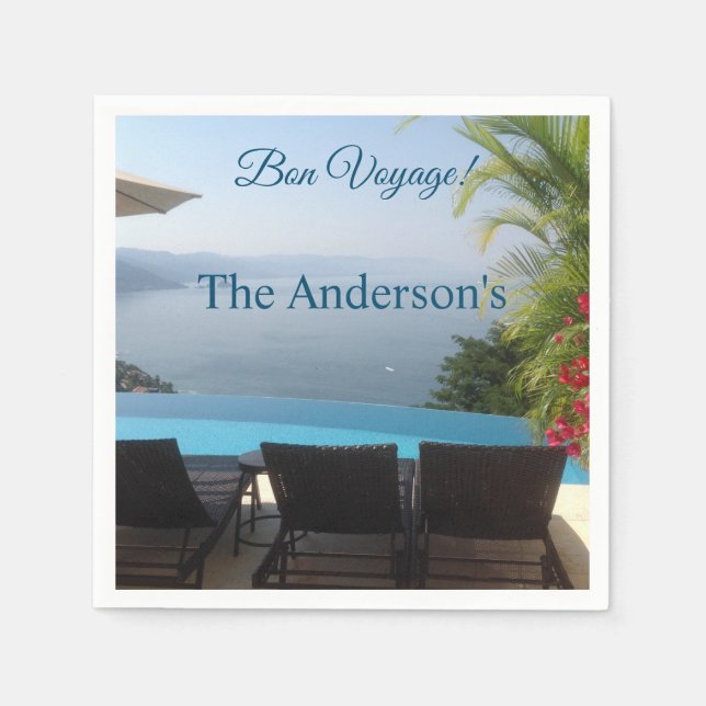 Fotografi över sjövägen party vid kusten pappersservett (Framsidan)