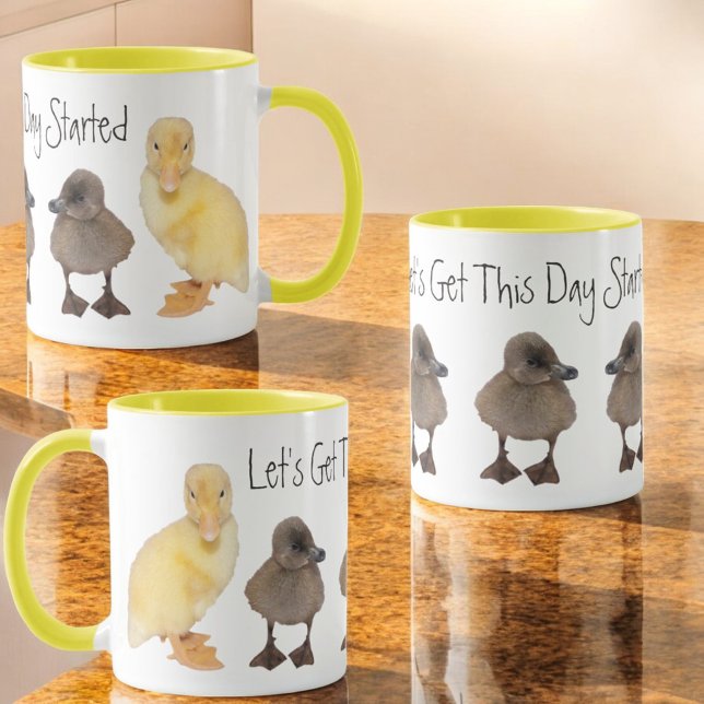 Fotografi över skadlig Gult och Grått-förslutninga Mugg (three views around the duck photo ceramic two tone mug)