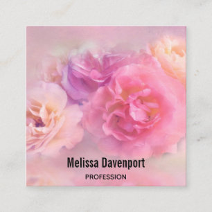 Fotografi över söt Rosa & White Carnations Fyrkantigt Visitkort